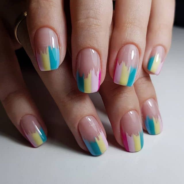 Natural Nails with Colorful Striped Tips Владислав Жаденов. •амбасадор TERMIX✂️Перукар-технолог, колорист в Одесі